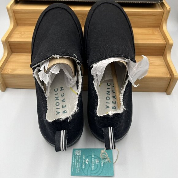 VIONIC Woman's Beach Slip On/In Black Denim Size 7 WIDE/Frayed Edge/Casual - Picture 4 of 13